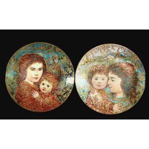 Vintage Edna Hibel Plate Set. Regal Gift Series. "Olivia and Hildy" &  "Tammy an